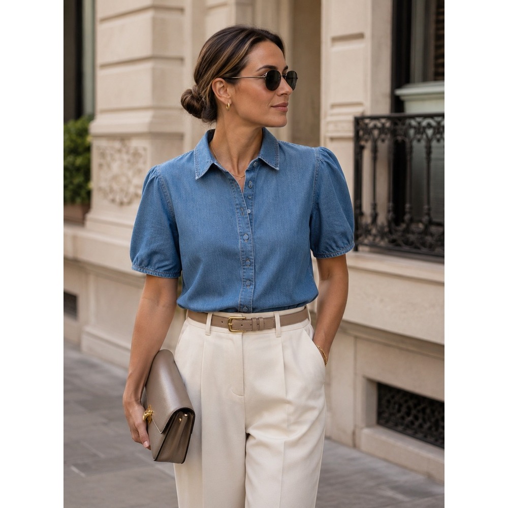FRAME The Billow Short Sleeve Shirt Small